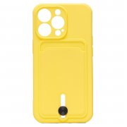 Чехол-накладка SC304 с картхолдером для Apple iPhone 14 Pro (желтая) — 1