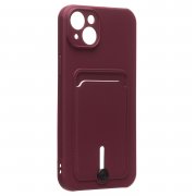 Чехол-накладка SC304 с картхолдером для Apple iPhone 14 Plus (бордовая) — 2