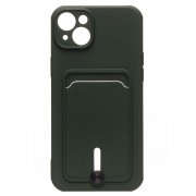 Чехол-накладка SC304 с картхолдером для Apple iPhone 14 Plus (темно-зеленая) — 1