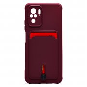 Чехол-накладка - SC304 с картхолдером для Xiaomi Redmi Note 10S (бордовая) (208776) — 1