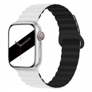 Ремешок - ApW32 для Apple Watch 42 mm силикон на магните (бело-черный)
