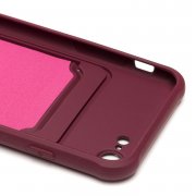 Чехол-накладка - SC304 с картхолдером для Apple iPhone SE 2020 (208663) (бордовая) — 2