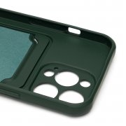 Чехол-накладка - SC304 с картхолдером для Apple iPhone 13 Pro (208491) (темно-зеленая) — 2