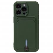 Чехол-накладка - SC304 с картхолдером для Apple iPhone 13 Pro (208491) (темно-зеленая) — 1