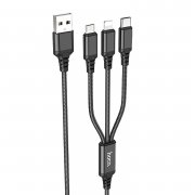 Кабель Hoco X76 3in1 (USB - Multi connector) (черный)