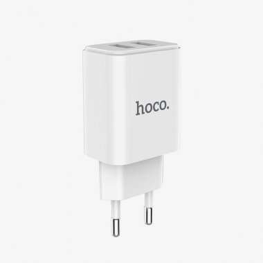 Сетевое зарядное устройство HOCO C62A Victoria 2A 2USB с кабелем micro-USB (белое) &mdash; 1