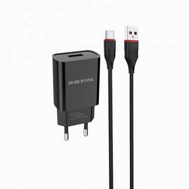 Сетевое зарядное устройство Borofone BA20A Sharp USB с кабелем Type-C (черное) &mdash; 5