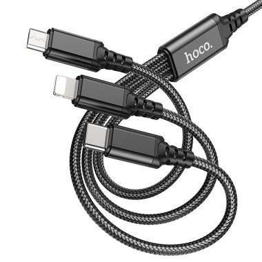 Кабель Hoco X76 3in1 (USB - Multi connector) (черный) — 5