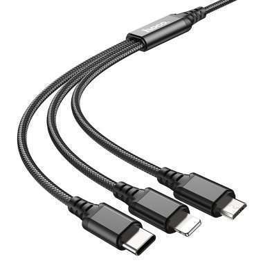 Кабель Hoco X76 3in1 (USB - Multi connector) (черный) — 4